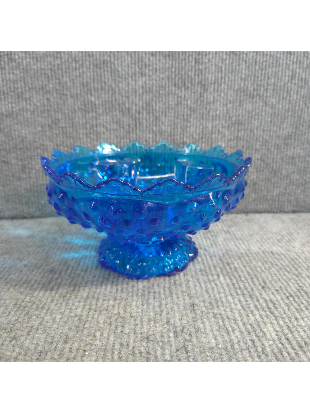 Fenton Blue Hobnail Pedestal Candle Holder